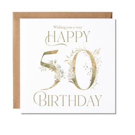 Maise & Rose 50th Birthday Card For Women | 50th Birthday Card For Her | Floral 50th Birthday Card For Friend | 50th Milestone Greeting Card | P106
