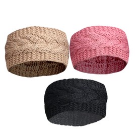 BIUDECO 3pcs Women Knit Warm Headband Wool Woven Hairband Soft Cozy Fashionable Headwear for Winter