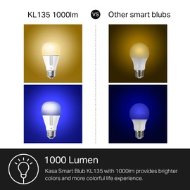 Kasa Smart Kasa Smart Light Bulbs, 1000 Lumens High Brightness, 16M Color Changing, Dimmable Smart WiFi Light Bulb, Compatible with Alexa and Google Home, A19, 2.4GHz Wi-Fi only, No Hub Required, KL135(4-Pack)