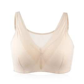 ONEFENG Mastectomy Bra with Pockets, Women's Prostheses Lace Everyday Without Underwire Bra for Breasts, beige, 36