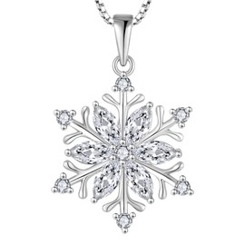 STARCHENIE Snowflake Pendant Necklace for Women 925 Sterling Silver Cubic Zirconia Jewelry