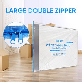 ZCHENBS® – Mattress Bags for Moving and Storage,Mattress Bag King/California King 76"x84"x15" with Zippers,5 Mil Ultra-Thick Bed Bag,Waterproof,Anti-Tear,Heavy-Duty Mattress Cover for Moving