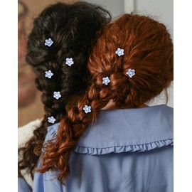 Wecoe 20 Pcs Small Blue Flower Hair Clips Yellow Flower Core Lily Hair Clips Girls Cute Tiny Mini Decorative Hair Clips Kids Baby Toddler Flower Girls Wedding Hair Accessories for Women Girls