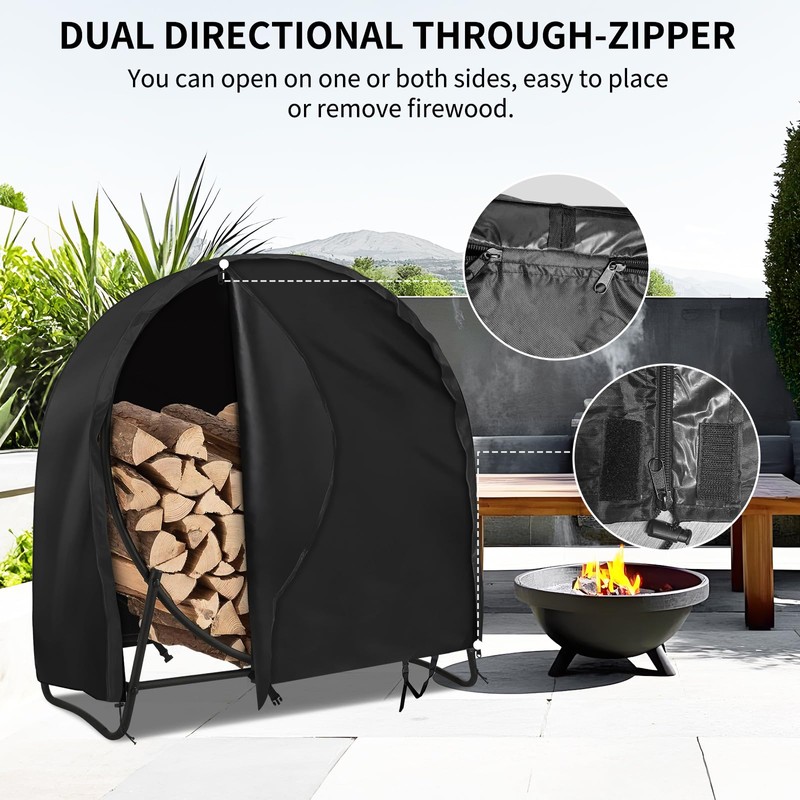 AKEfit 24 Inch Firewood Log Hoop Cover, Heavy Duty 600D