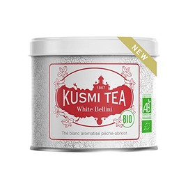 Kusmi Tea - White Bellini (Organic Tea) - Peach and Apricot flavored White Tea - 3.1 oz Loose Leaf Tea in a Tin