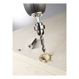 kwb Wood Spiral Drill Bit, Diameter 5.0 mm, with Countersink and Depth Stop 513105 (CV Steel, Individually Adjustable)