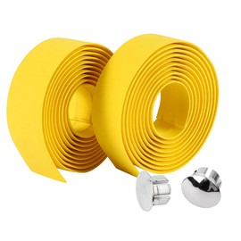 Bicycle Bar Tape, Bike Handlebar Tapes Rubber Foam Bicycle Anti-Slip Reflective Grip Wrap Tape Wraps + 2 Bar Plugs for Touring Cycling and Road Racing(Yellow)