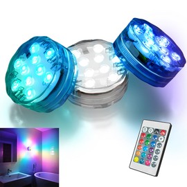 BOKKY 3 Pack RGB Waterproof Shower Light with Multi Color Convertible Wireless LED Shower Lamp - Ideal for Bath, Shower, Spa, Vanity Lamp, Pond, Party