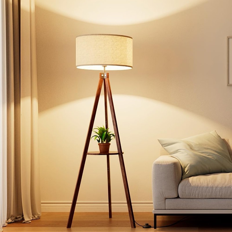 LEPOWER Tripod Floor Lamp, Mid Century Wood Standing Lamp, Modern
