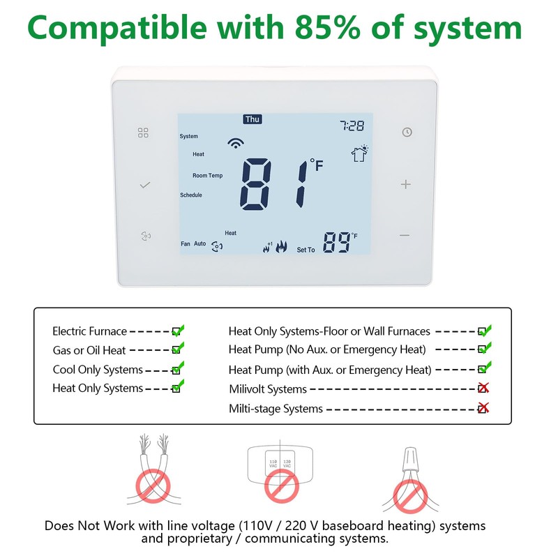 Wengart Programmable Thermostat for Home,Single Stage for Heat/Cool,4 Inch Display