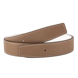 Vatee's Men/Women Reversible Genuine Leather Replacement Belt without Buckle 1.25"(32mm) Wide 41 inch Long Khaki/White