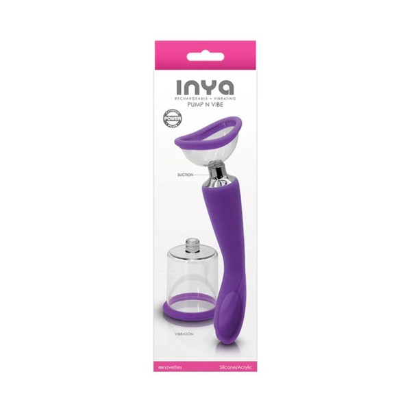 INYA - Silicone Rechargeable Pump and Vibe - Pink - for Her, for Him and for Them! (Purple)
