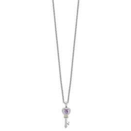 IceCarats 925 Sterling Silver Purple Amethyst Diamond Key Necklace 18 inch Chain Gemstone Pendant Charm