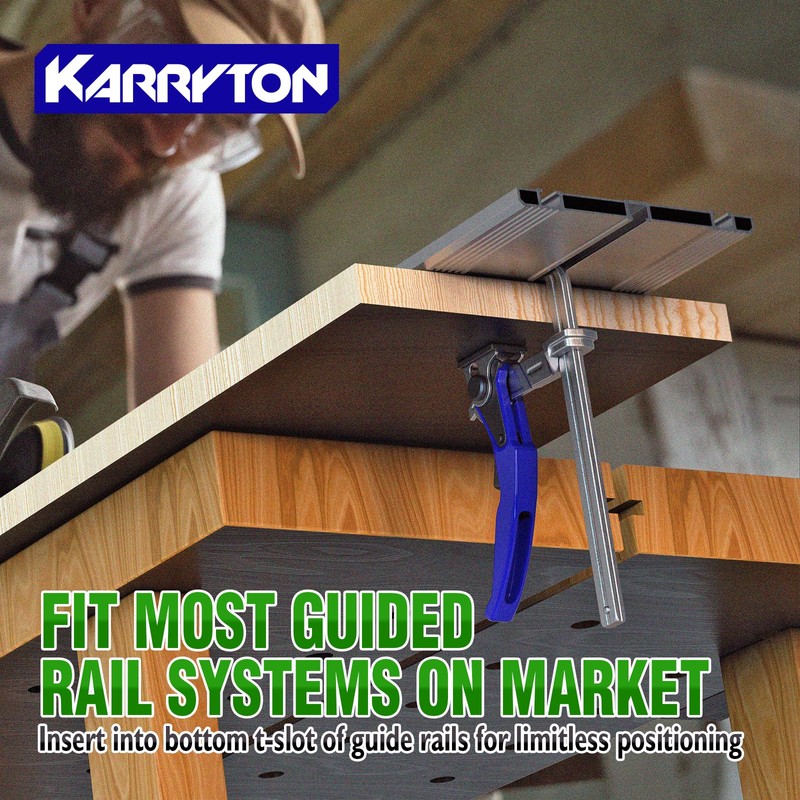 KARRYTON 2-Pack Quick Release Ratchet Track Saw Clamps, 6-1/2" Capacity