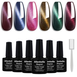 Allenbelle Magnet Gel Nail Polish Cat Eye Gel Nail Polish Soak Off UV Magetic Gel Nail Polish (with Magetic,7.3Ml)