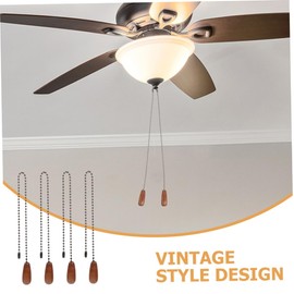 KOMBIUDA 4pcs Vintage Ceiling Fan Pull Chains Decorative Wood Pendant Pull Chain for Ceiling Creative Home Decoration Practical Design