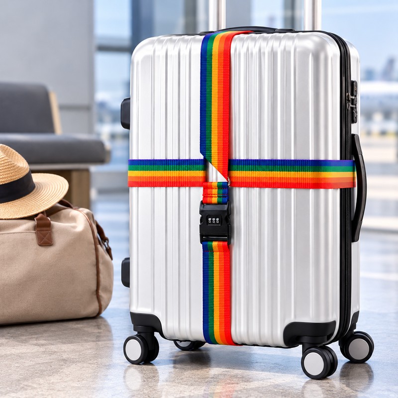 Adjustable Luggage Straps for Suitcases – 3-Digit Combination Lock and