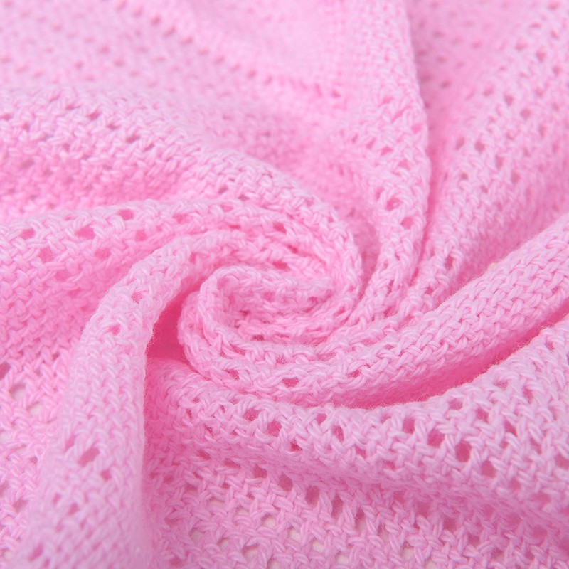 Pink Premium Quality 100% Cotton Cot Cellular Blanket,(100cmX150cm) Made in