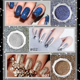 MKNZOME 6 Farben Glitzer Nagelpulver, 1g Glitzerpuder für Nägel Nail Art Silber Gold Grün Lila Rosa Blau Nageldesign für DIY Nagelkunst Maniküre Festival Party, mit 1 Doppelseitigen Schwammstäbchen