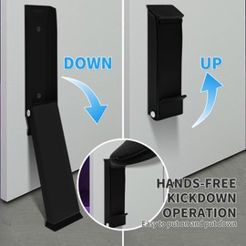 Door Stopper,No Drilling Door Stop,Door Holder to Keep Door Open,Kick Down Door Stopper,Door Stops for Bottom of Door,Hold Open Folding Door Stop,Doorstop with Rubber Tips(Black)