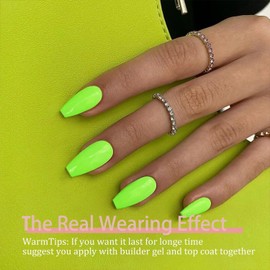 SXVME Gel X Nail Tips Long Coffin Press on Nails Soft Gel Nail Tips 300Pcs Pre Colored Neon Green Gel X Tips Natrual Gel X Nails Press ons Soak Off Acrylic Fake Nails Extensions False Nails DIY Nail