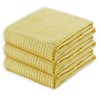 HEIRLOOM COMFORT 100% Cotton Waffle Kitchen Towels - Pack of 3 Absorbent & Quick-Drying Dish Towels - Soft Tea Towels for Drying, Cleaning, Cooking - Washable, Durable, Reusable - 66x40 cm, Yellow