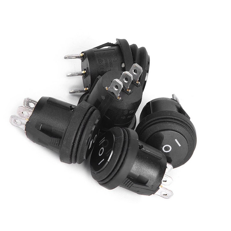 5 Pcs 3 Position On/Off/On Round Toggle Switch Black Boat