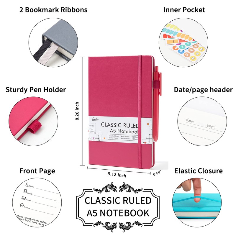 feela Hardcover Notebook For Work, Classic Ruled Lined Journal Set