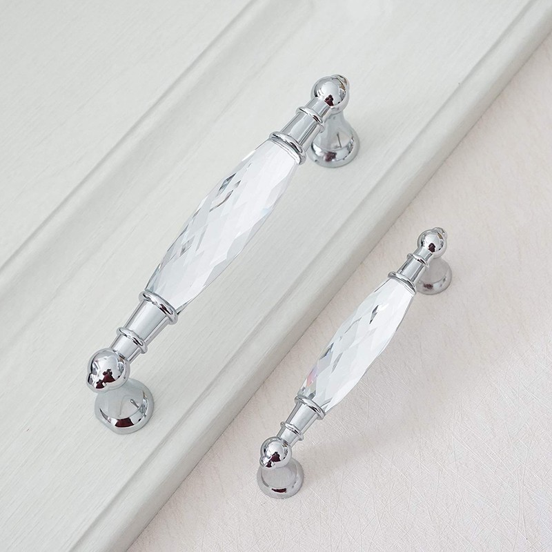 2Pcs MFYS 3.75'' Hole to Hole Clear Pulls Crystal Drawer