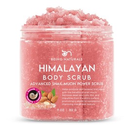 Natural Himalayan Salt Body Scrub - with Lychee Oil and Snail Mucin, Exfoliating Salt Scrub to Exfoliate & Moisturize Skin, Deep Cleansing - 11 oz