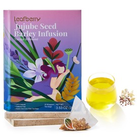 Jujube Seed Barley Infusion Herbal Tea, Leafberry Sampler Sleepytime Tea Bedtime Calm Tea Reduce Anxiety Rlaxation Stress Relief Sour jujube seeds Roasted barley, 10 Tea Bags Box Gift sets