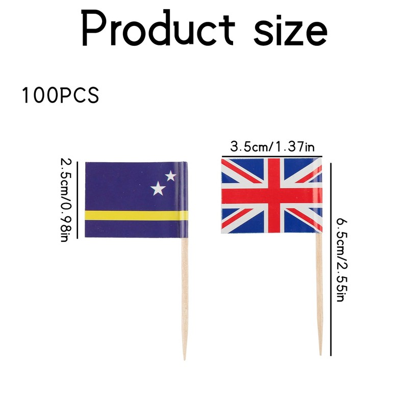 Tabanzhe Different Nations Toothpick Flag-100PCS Country Cocktail Stick Flag Food