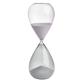 TFA Dostmann 18.6011.02.40 Large Sand Timer 60 Minutes Glass Timer, Grey/Pink