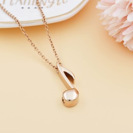 Music Note Urn Necklaces for Ashes Stainless Steel Musical Symbol Cremation Urn Pendant for Loved One Funeral Memorial Ashes Jewelry Clef Urn Pendant Necklace, Metal, not known,