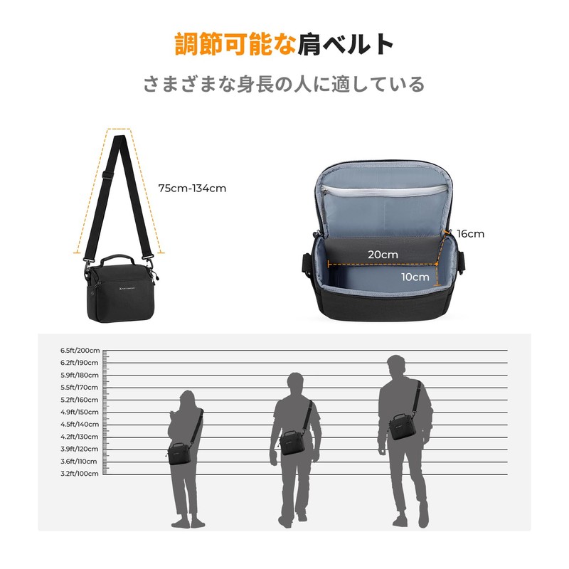 K&F Concept Camera Bag, Shoulder Bag, Camera Shoulder Bag, 01-black,