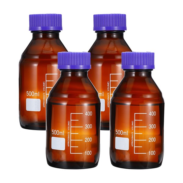 PATIKIL PATIKIL 4 Pack Reagent Media Storage Bottles, 500ml Borosilicate