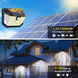 FAXBOX Solar Lights Outdoor Motion Sensor, 178 LED 300LM Waterproof IP65, Wall Mounted Security Light with 3 Modes, 270° Wide AngleWide Angle, Solar Powered for Garden, Yard, Patio, Front Door(4Pack)
