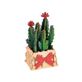 Adults’ 3D Wooden Puzzle Flower DIY Cactus Wooden Flowers with Vase Model Kit Building Set Crafts to Build, 3-D Botanical Collection/Birthday Gift/Home Decoration (50PCS)