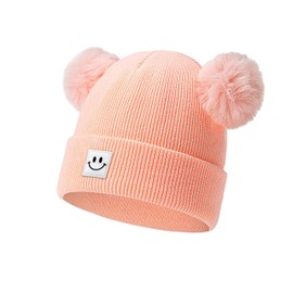 Baby Beanie Hat Toddler Infant Winter Knitted Hat Kids Soft Warm Pom Pom Beanie Cap for Boys Girls (US, Age, 0 Months, 6 Months, Pink)