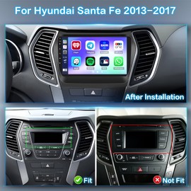 2+64G Inefala Android 13 Car Radio for Hyundai Santa Fe 2013-2017 with Wireless CarPlay Android Auto, 9 Inch HD Touchscreen Stereo with GPS WiFi Bluetooth FM/RDS SWC Backup Camera MIC