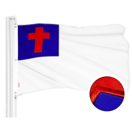 UD_G128 Christian Flag  5x8 Ft  ToughWeave Series Embroidered 300D Polyester  Religious Flag, Embroidered Design, Indoor/Outdoor