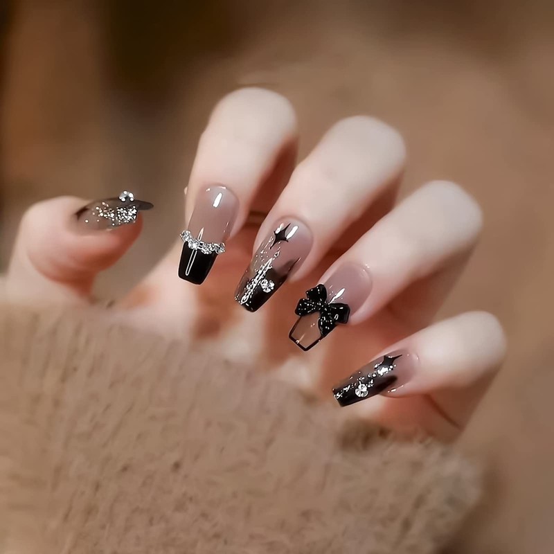 3D Nail Tips, Ribbon, Nail Art, Set of 24, Cute