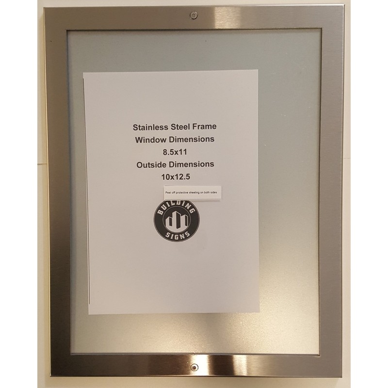 Elevator Notice frame 8.5" x 11" stainless Steel