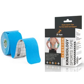 JB PreCut Kinesiology Tape 4 Rolls - Water Resistant, Latex Free Athletic Body Tape for Joint & Muscle Pain, Sports Recovery & Support. Includes Manual. (Blue)