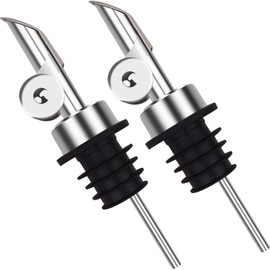 2 Pcs Olive Oil Dispenser Bottle Spout, Speed Liquor Pour Spout with Flip Top, Stainless Steel Auto Pour Spouts for Liquor Bottles, Oil Bottles, Vinegar, Syrup and Other Liquid Bottles