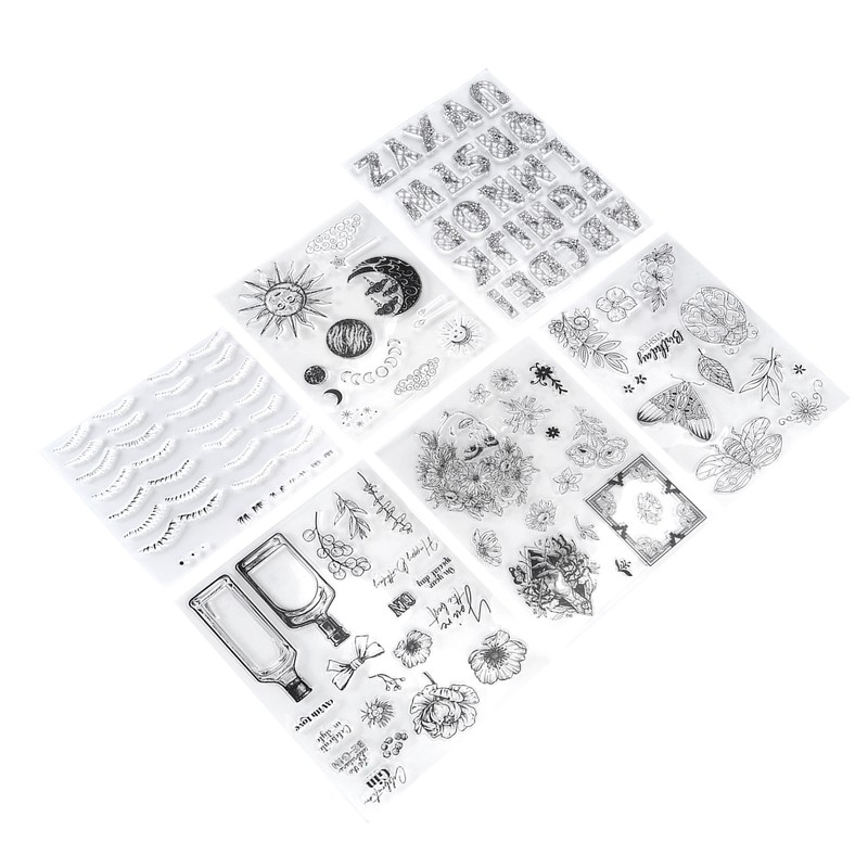 6pcs Silicone Embossing Folders Multipurpose DIY Craft Template Molds for