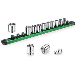 SK 3/8" Drive Socket Set, Metric Sockets, 13-Piece 8-20mm, SuperKrome Finish, Premium CR-V Construction, with Aluminum Socket Organizer