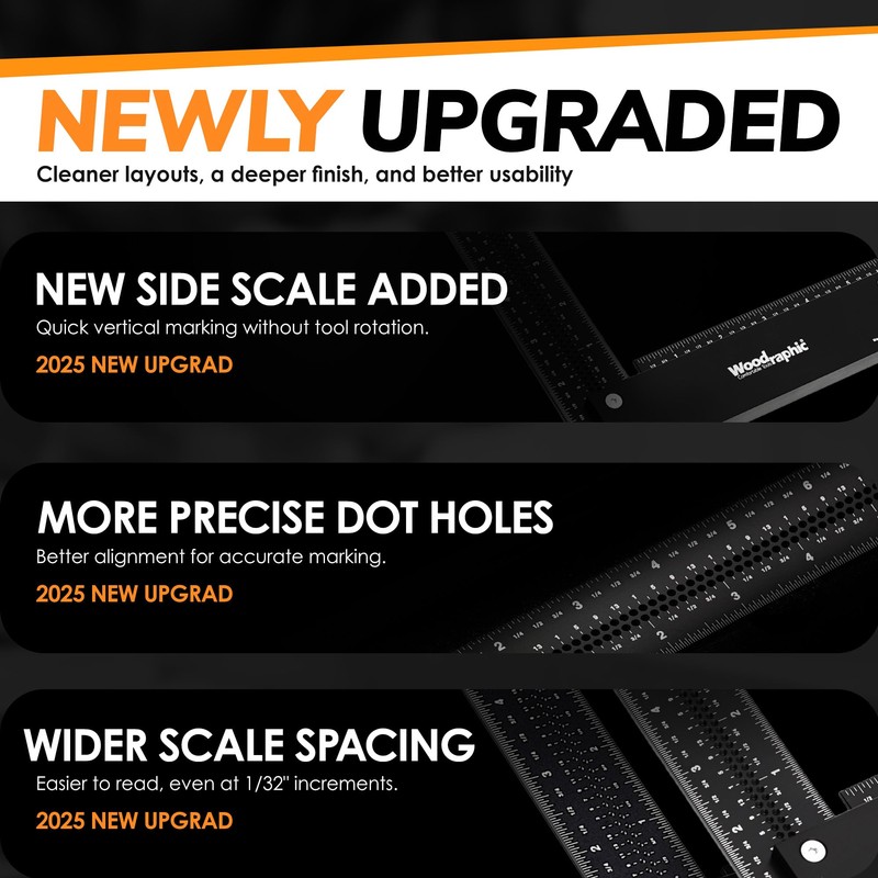 Woodraphic Upgraded Precision Square – 8 Inch 90° Layout Tool