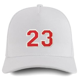 Trendy Apparel Shop Number 23 Varsity Font Embroidered 5 Panel Structured Snapback Cap - White