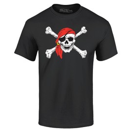 shop4ever Pirate Skull & Crossbones T-Shirt Pirate Flag Shirts XX-LargeBlack 11224